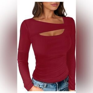 Sexy Long Sleeve Shirts Ribbed Slim Fit Tee